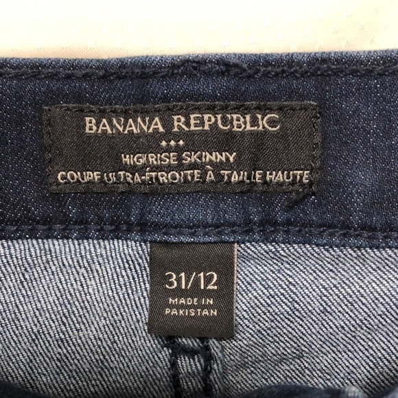 Banana Republic High Rise Skinny, Dark Wash, Raw Hem Jean - Picture 3 of 11
